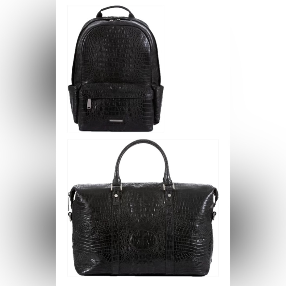 Brahmin Lucas Black Canyon Backpack and Duxbury Duffle Matching Luggage Set